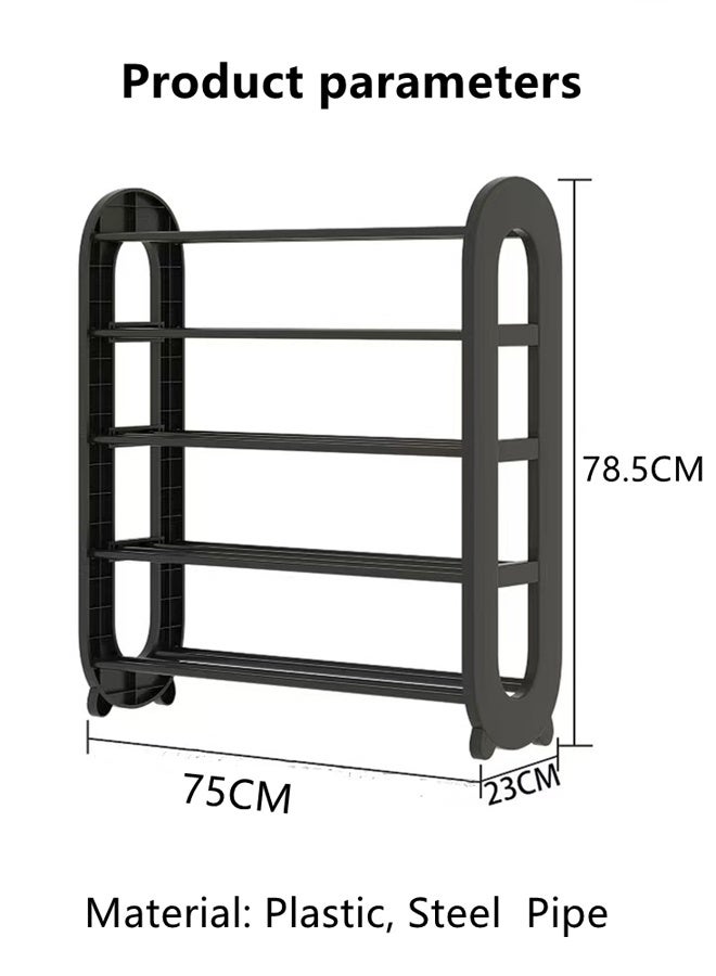 كوتيس رف ومنظم أحذية كوتيس ذو 5 طبقات، منظم أحذية معدني متين موفر للمساحة للمدخل، رف أحذية صغير الحجم سهل التجميع بسعة كبيرة، خزانة تخزين أحذية قائمة بذاتها 75 × 23 × 78.5 سم - Image 5